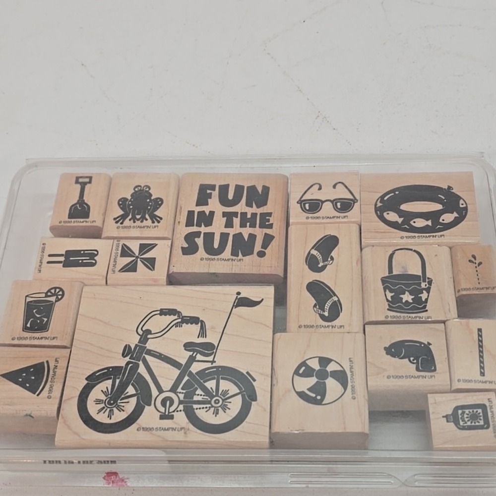 Stampin Up Fun In The Sun Vtg Stamp Set 1998 Summer Theme Lot of 18